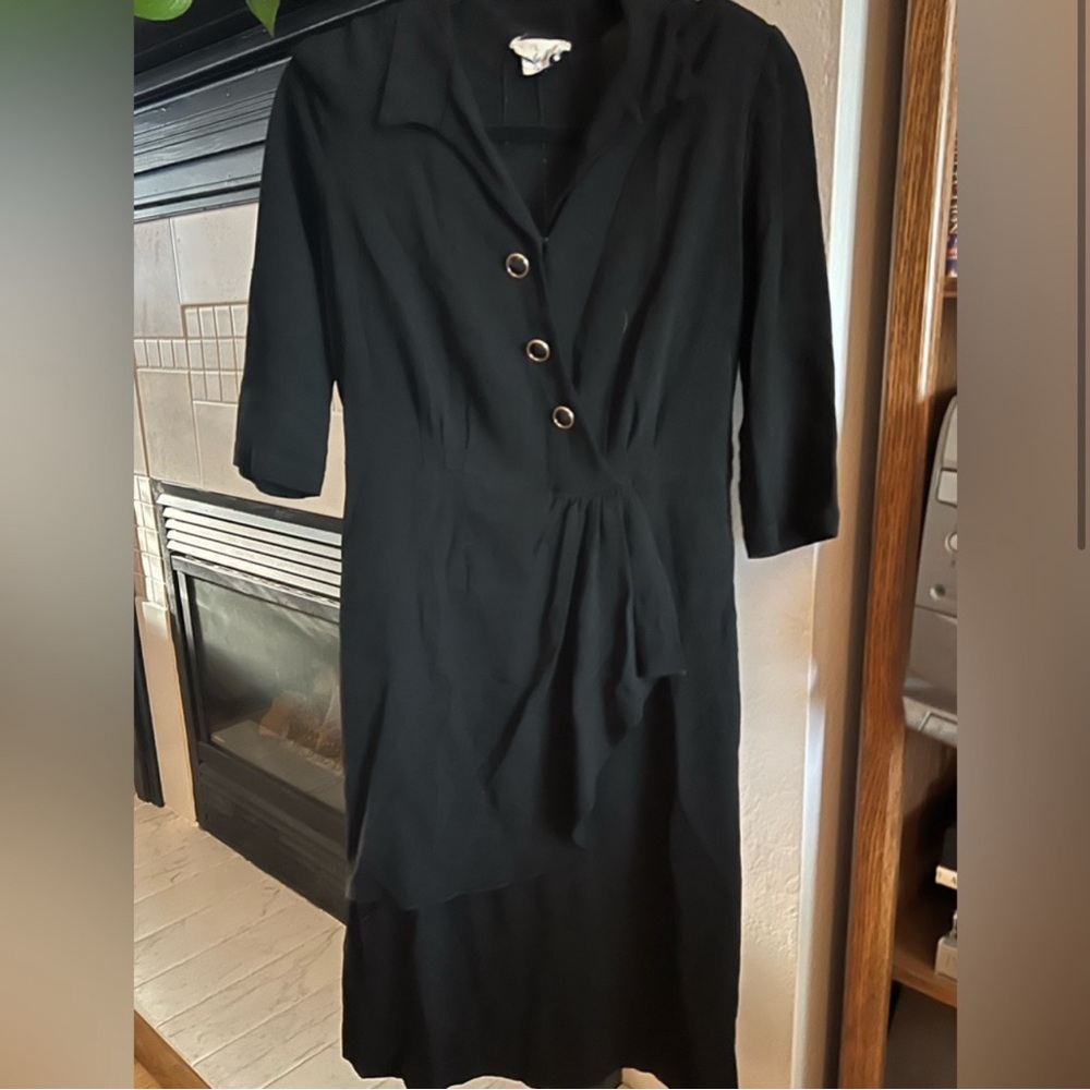 Martha Manning - Authentic Vintage 1940’s 3/4 length Little Black Dress Size S/M